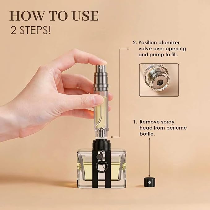 10ml 3pcs Perfume Travel Refillable Bottle, Perfume Atomizer, Bottom-Filling Fragrances Bottle, Mini Cologne Dispenser, Portable Sprayer (Black-Grey-Silver)