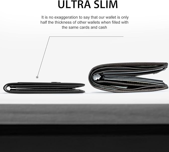GSOIAX Slim Wallet for Men Rfid Blocking Leather Bifold Front Pocket Carbon Fiber Men's Money Clips Credit Card Holder With Gift Box