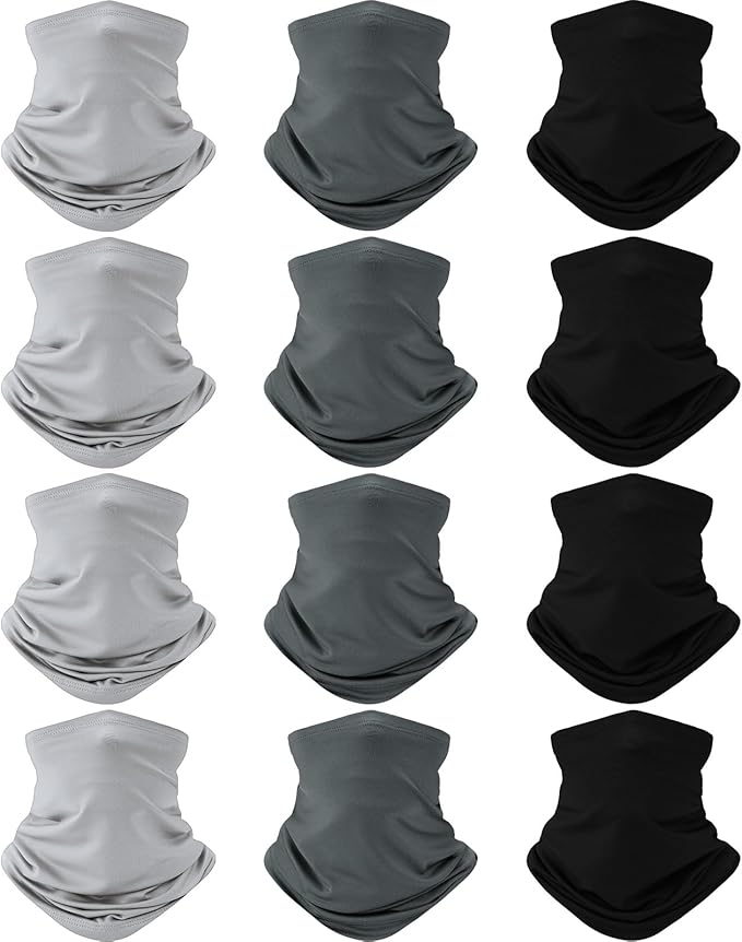 Cuffbow 12 Pack Neck Gaiters Face Mask Balaclava for Men Women Cooling Neck Gaiter Summer UV Protection Scarf