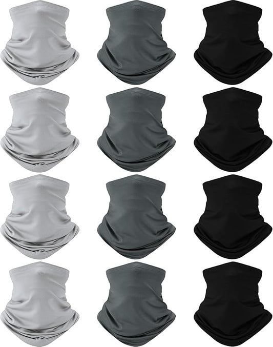 Cuffbow 12 Pack Neck Gaiters Face Mask Balaclava for Men Women Cooling Neck Gaiter Summer UV Protection Scarf