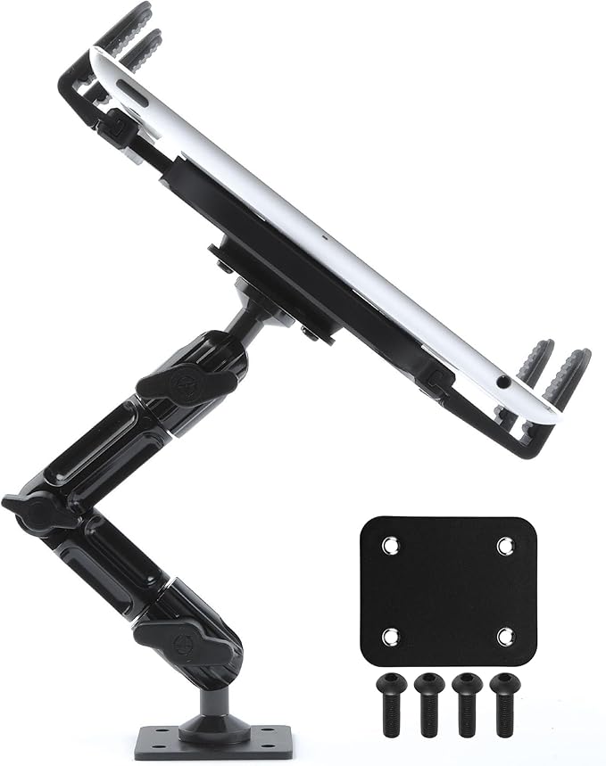 Tackform Industrial Metal Drill Base Tablet Mount [Enduro Series] - iPad Holder for Wall or Truck. ELD Mount | Compatible with iPad mini, IPad Pro 12.9, Galaxy S, Surface Pro & Switch
