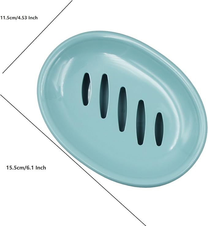 2 Pack Plastic Soap Dish with Drain,Sponge Holder,for Shower,Bathroom,Kitchen (Blue)