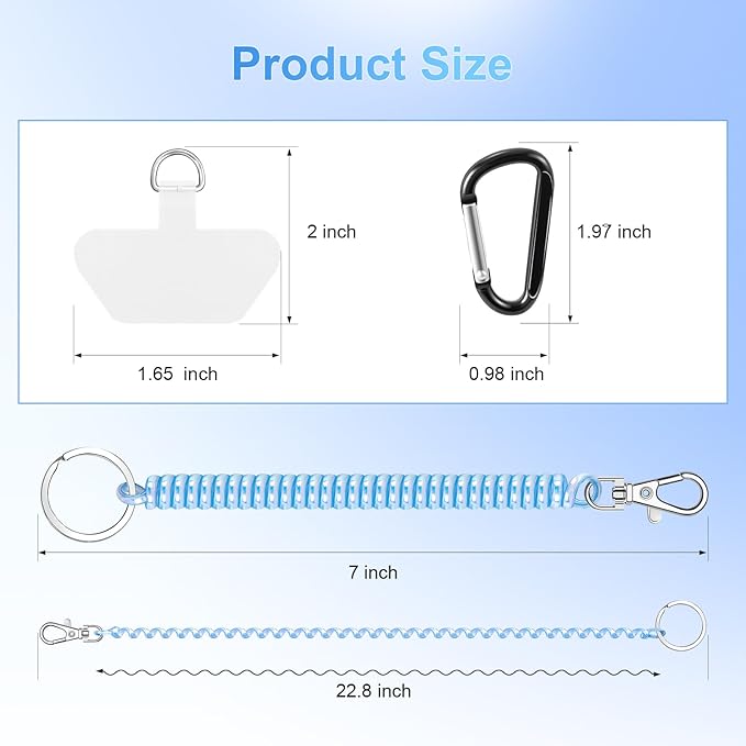 SHANSHUI Phone Lanyard Tether, Stretchy Phone Strap Patch Anchor Outdoor Climbing Hook Compatible for Most Smartphones