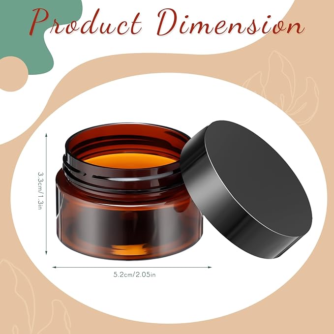 Patelai 4 Pieces Round Wide-mouth Leak Proof Plastic Container Jars with Lids for Travel Storage Makeup Beauty Products Face Creams Oils Salves Ointments DIY Making(1 Ounce,Amber)