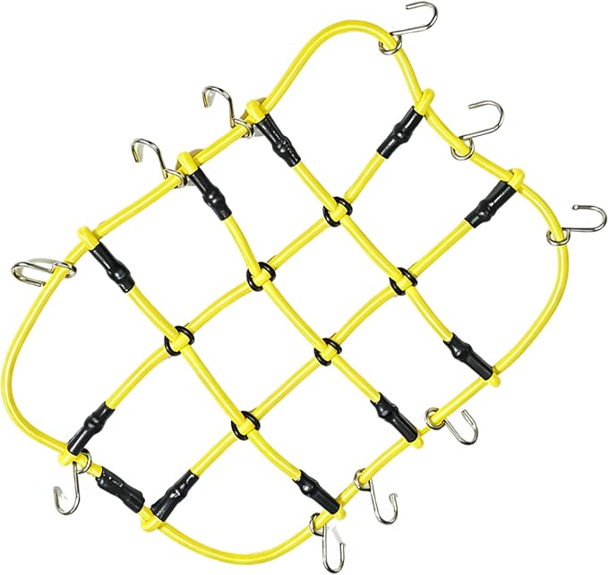 1/12 Elastic Luggage Net with Hooks, RC Scale Decoration Roof Luggage Net for for MN90 MN90K MN99 MN99S MN86K MN86KS MN86 MN86S 1/12 Series Crawler Truck Buggy (Yellow)