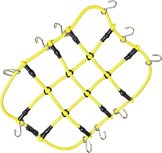 1/12 Elastic Luggage Net with Hooks, RC Scale Decoration Roof Luggage Net for for MN90 MN90K MN99 MN99S MN86K MN86KS MN86 MN86S 1/12 Series Crawler Truck Buggy (Yellow)