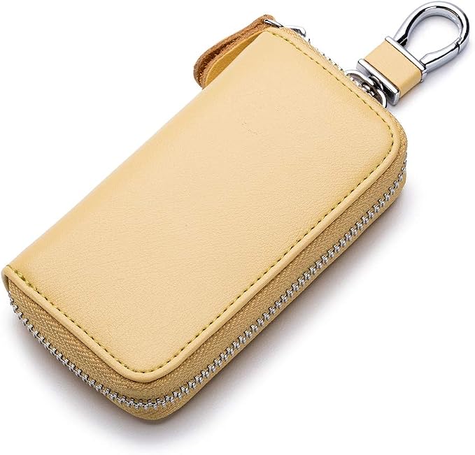 Genuine Leather Key Holder Bag with 2 Card Slot & 6 Hooks & 1 Access Card,Key Case Car Key Holder Wallet for Men Women