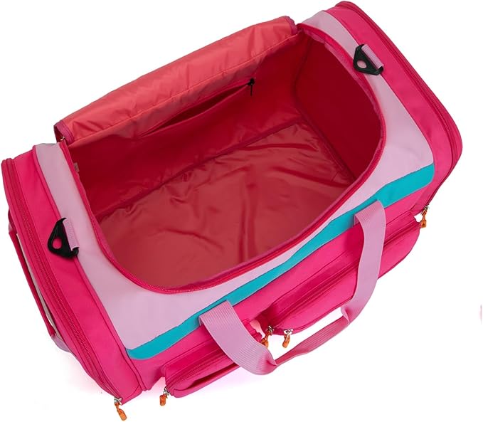 Large Kids Duffle Bag for Travel, Overnight, or Weekender, 22" inch (Pink Rose)