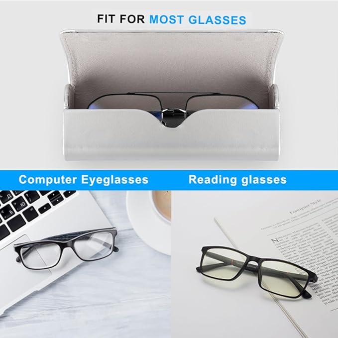RayLove Hard Shell Glasses Case, Lightweight Leather Eyeglass Case, Travel-Friendly Sunglasses Protector for Men & Women