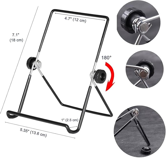 VOVIGGOL Adjustable Tablet Stand Holder, Non-Slip Foldable Holder Cradle Fit for 9-12.9" Tablets, iPad, Samsung and Kindle Fire, Display Stands Picture Frame Stand for Photos (Large Black)