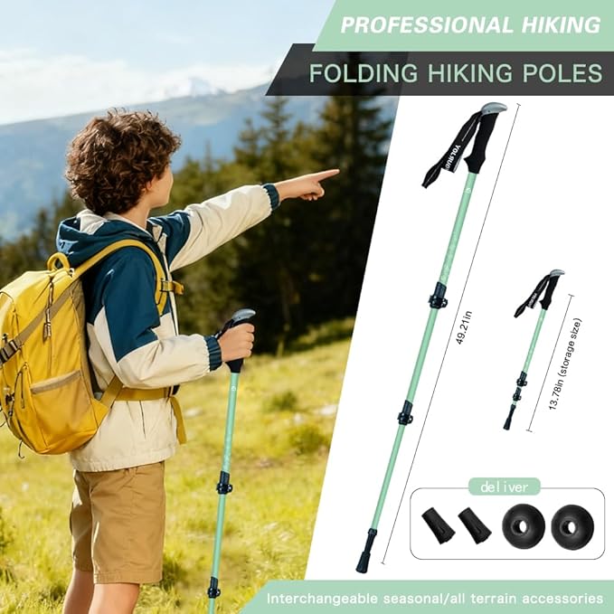 Hiking Trekking Poles for Kids, 2 Pack Anti Shock, Adjustable, Collapsible Hiking Poles for Trekking or Walking, Lightweight Aluminum Sticks