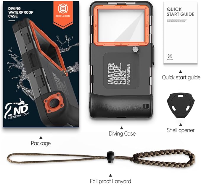2026 Underwater Snorkeling Diving Phone Case for Phone 17/16/15/14/13/12Pro Max/Galaxy S26/S25/S24/S23.(50ft/15m) Professional Scuba Dive Waterproof Case Underwater Photo Video（Black）
