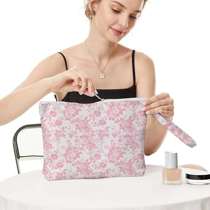 Fokongna Floral Print Wet Bag, Small Portable Waterproof Multi-Functional Organizer for Women, Soft Pink Ditsy Blossom,Ideal for Daily, Beach & Travel,