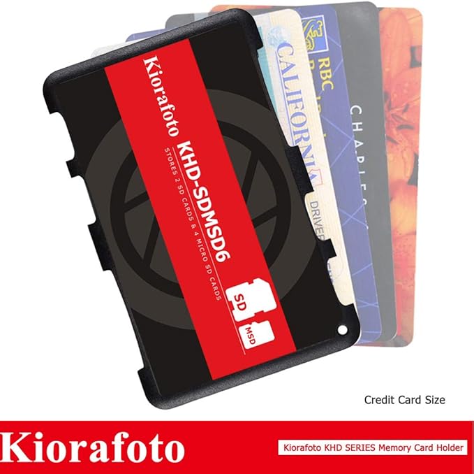 Kiorafoto KHD-SDMSD6 Easy Carry 4+2 Slots Slim Credit Card Size Lightweight Portable SD TF MSD Memory Card Case Storage Keeper Holder for 4 SD SDHC SDXC + 2 TF MSD Microsd Microsdhc Microsdxc Cards