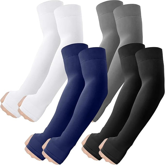 ROXUN Arm Sleeves with Thumb Hole, Cooling UV Sun Protection Compression Tattoo Cover Up for Men/Women