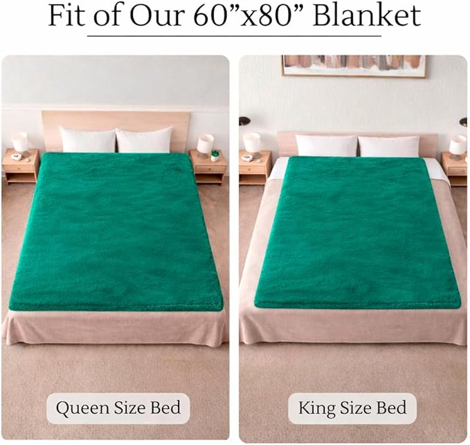 Waterproof Blanket for Bed Intimacy (80"x 60" Queen Size) Reversible Fleece | Sherpa, Love Blanket, Water Proof TPU Stain Proof Couch Furniture Mattress Winter Large Dog Bed Cover - Green