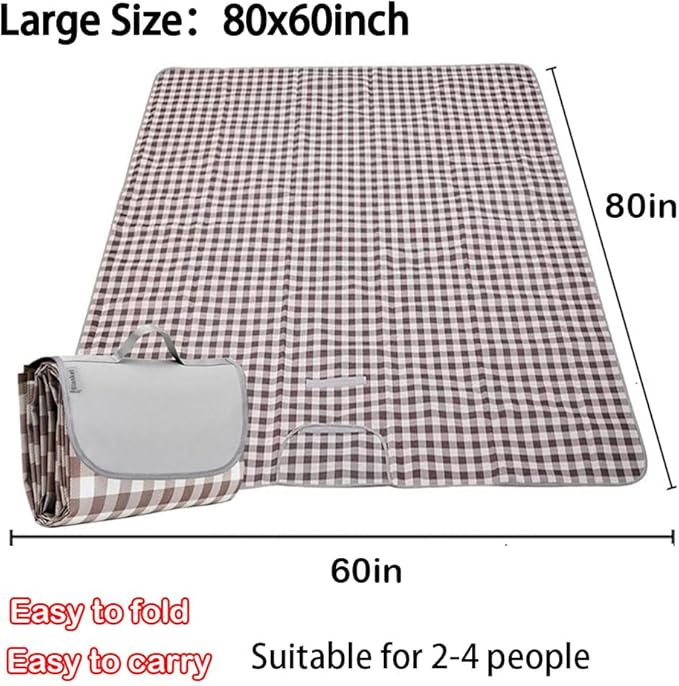PUPOPIK Picnic Beach Blanket, Picnic Mat 80x60in Waterproof Foldable, Family Mat, Portable Large Picnic Blankets for Travel, Hiking, Music Festival