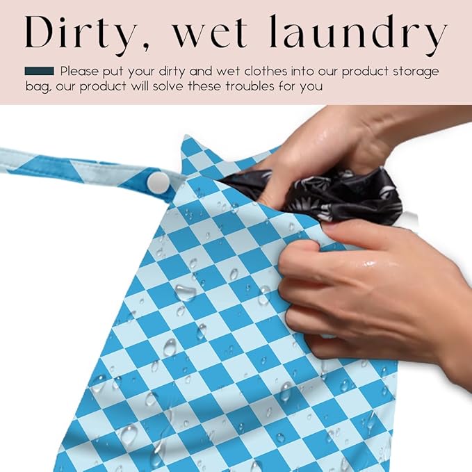 Wet Bag, 4Pcs Wet Dry Bag Set, Reusable Waterproof Bags with Plaid Patterns for Women, Designed for Beach, Pool, Leisure Travel & Daily Essentials Organizing
