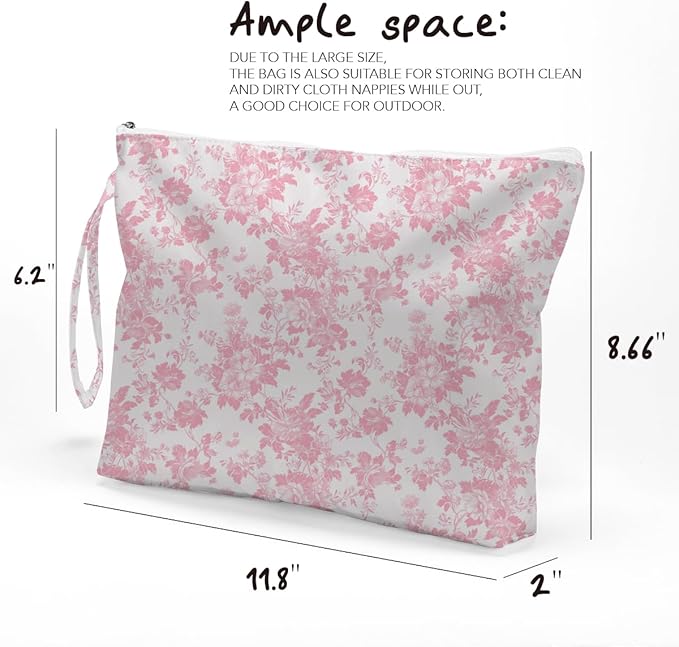 Fokongna Floral Print Wet Bag, Small Portable Waterproof Multi-Functional Organizer for Women, Soft Pink Ditsy Blossom,Ideal for Daily, Beach & Travel,