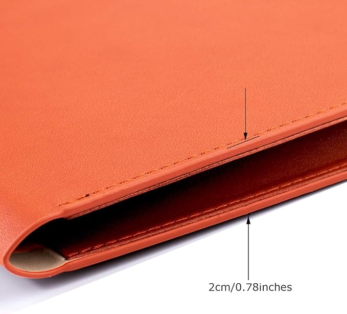 PU Leather A4 File Folder Document Holder Waterproof Portfolio Envelope Folder Case with Invisible Magnetic Closure Orange