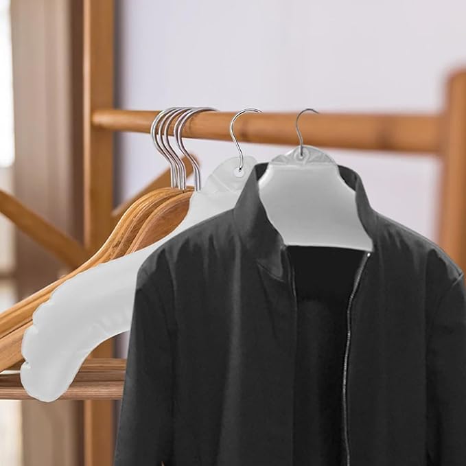 Portable Hangers, 5Pcs Inflatable Hangers Waterproof Leakproof 17x10 White PVC Portable Hangers for Travel, Business Trip, Camping, Travel Hangers