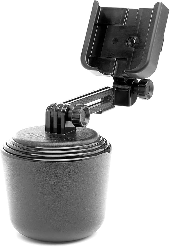 WeatherTech CupFone Two View with Extension – Adjustable, Universal Cup Holder Cell Phone Mount Car & Truck Accessory – Best Design for iPhone & Smartphone Charging – Silver Metal Knobs