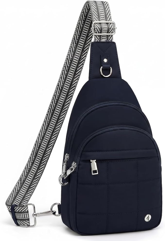 Anti Theft Sling Bag for Men & Women, Lightweight Puffer RFID Crossbody Bag for Travel, Commuting & City Walking, Hands-Free Everyday Essentials Bag Dark Blue