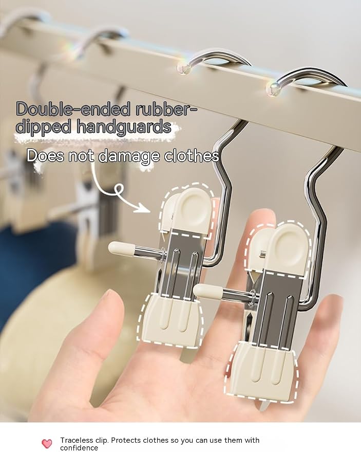 10/30/50Pcs Space-Saving Clothespin, Upgrade Double Head Clamp Dipped Hanger for Closet Hooks Garment Clip Hat Pants Storage Hanging Travel Hook (White, 30PCS)