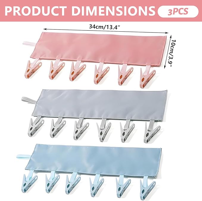 3 Pack Travel Hangers Portable Foldable Hangers with 6 Clips for Swimsuits Towel Socks Underwear Space Saving Drying Rack for Hotels Camping Vacation Lightweight Compact Travel Essentials