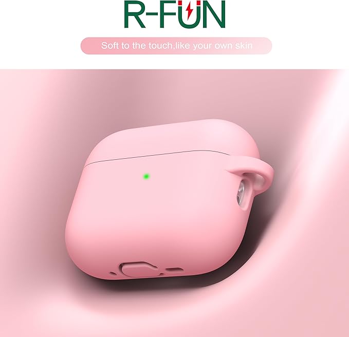 R-fun for AirPods Pro 3 Case (2025), Soft Silicone Protective Case Cover Compatible with Apple AirPods Pro 3rd Generation (USB-C Cable) for Women Men with Cleaning Kit and Keychain, Pink