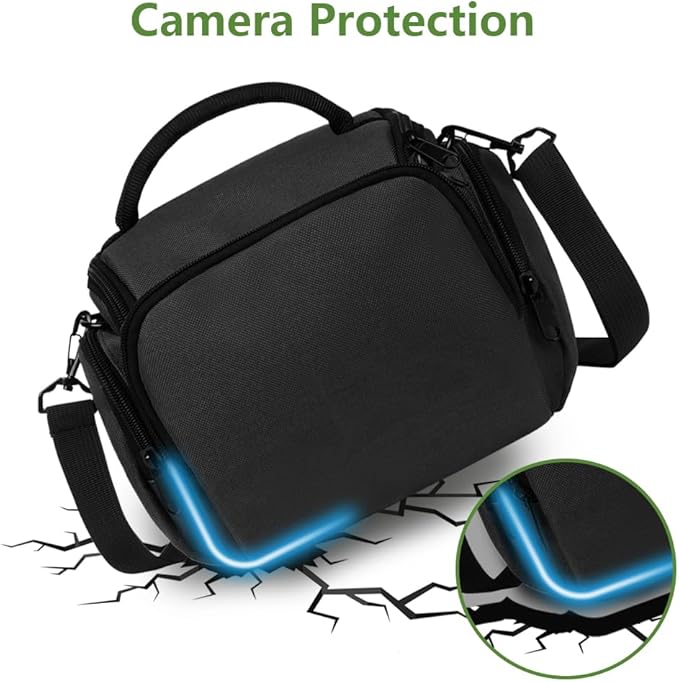 Ainiv DSLR Camera Bag, Waterproof Anti-Shock SLR Camera Case, Large Adjustable Shoulder Strap Camera Backpack, Portable Crossbody Single Shoulder Backpacks Compatible with Canon, Sony, Nikon, Black