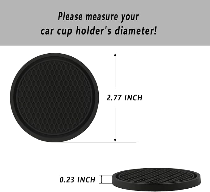 ZSDY Car Cup Coaster, 4PCS Universal Auto Non-Slip Cup Holder Embedded in Ornaments Silicone Coaster, Car Interior Accessories Sets, Black