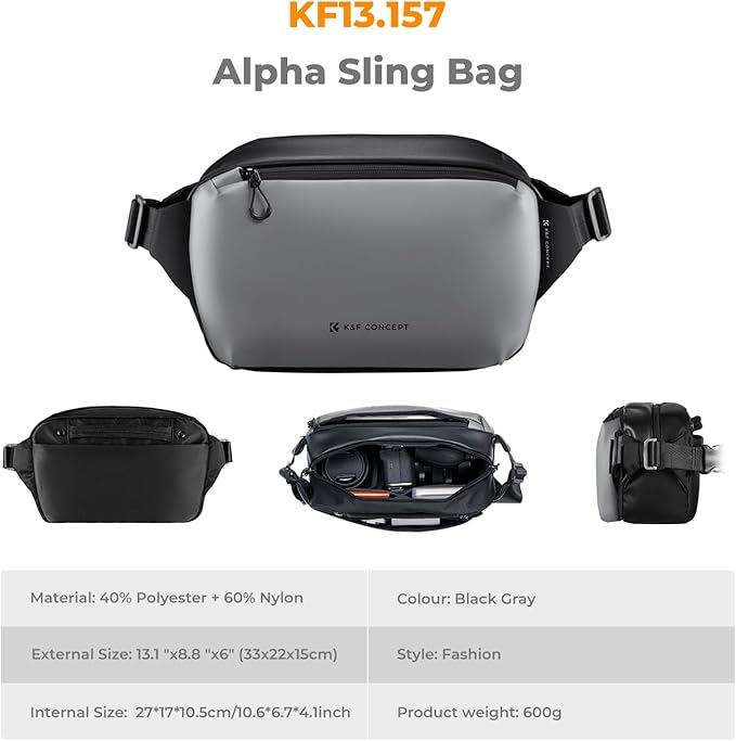 K&F CONCEPT Camera Sling Bag Crossbody Bag Waterproof Camera Shoulder Backpack DSLR/SLR/Mirrorless Camera Case