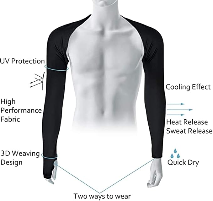 Cool Shawl Arm Covers 2-Pack Sun Protection with Finger Holes UV Protection Arm Covers for Golf