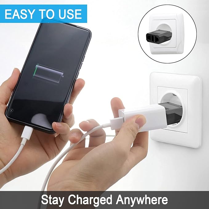 6 Pack US to European Travel Plug Adapter- Type C Travel Adapter Europe, European Outlet Wall Adapter Power Converter (Black)