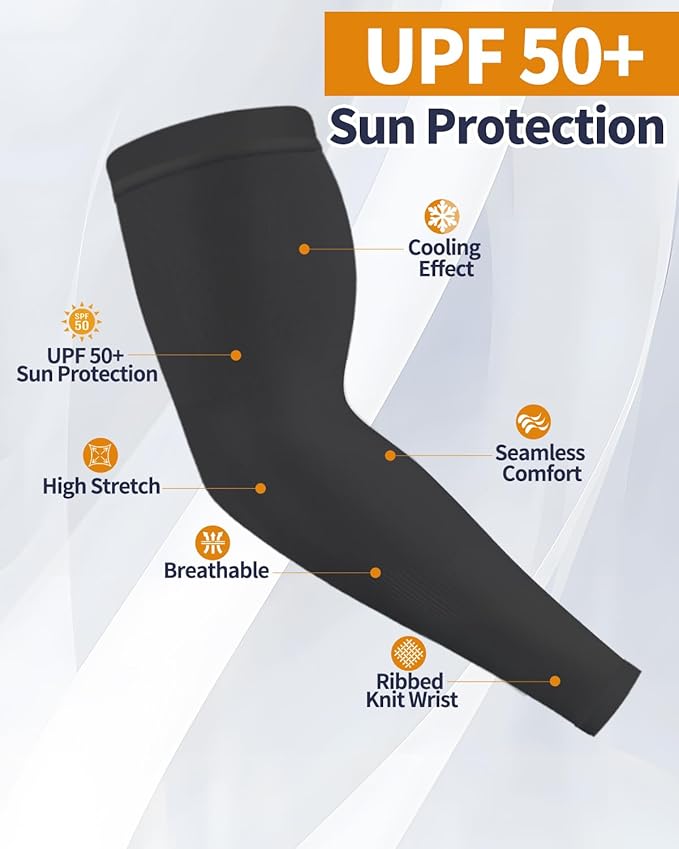 4-Pairs Arm Sleeves for Men and Women - Tattoo Cover Up - Cooling Sports Sleeve for Basketball Golf Football
