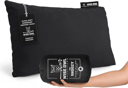 Wise Owl Outfitters Camping Pillow – Memory Foam Travel Pillow for Airplane Sleeping, Hiking, Backpacking & Outdoor Use - Small & Portable for Adults, Car, Camp & Tent