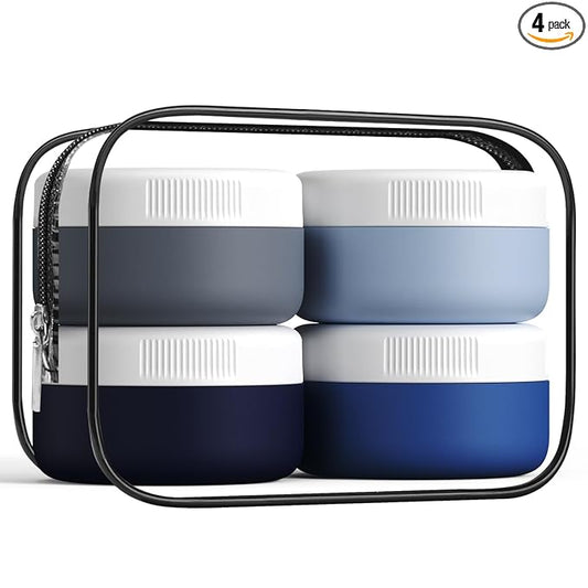 Kuangre Travel Containers for Toiletries, Silicone Cream Jars BPA-Free, Leak-proof 1.35oz Travel Size Containers, Portable Size Silicone Jars with Lid for Cosmetic Face Hand Body Cream (4 Pack)