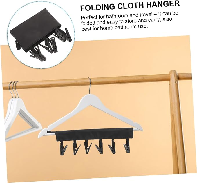 Space-Saving Foldable Clothes Hanger Portable Laundry Rack Drying Rack for Clothing Travel Clips Sturdy Adjustable Design