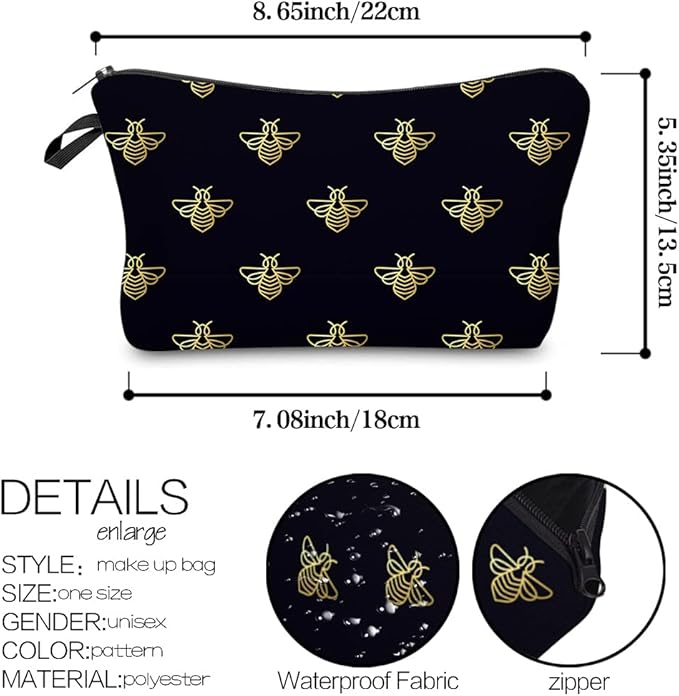 Deanfun Makeup Case Small, Cosmetic Zipper Bag Waterproof for Purse Mini, Women Cute Traveling Accessories Pouch for Ladies Thanksgiving Christmas Gifts(D2-55146)