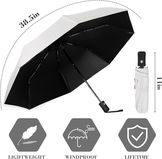 Jexine 6 Pcs Windproof Travel Umbrella for Rain Compact Small Automatic Lightweight Portable Umbrella for Men Women Backpack