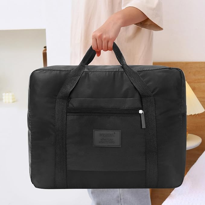 Travel Duffel Bag Lightweight Foldable Travel Bag for Women and Men Waterproof Tote Carry On Luggage Bag Weekender Overnight Bag (Black)