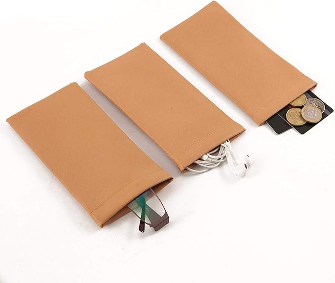 TRIUMPH VISION Squeeze Leather Sunglasses Pouch - 3 Pack Glasses Case Soft Eyeglass Sleeve Pouch Holder