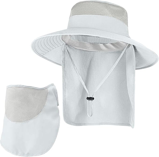 Sun Hats for Men Women Fishing Hat UPF 50+ Breathable Wide Brim Bucket Hats Summer UV Protection Safari Hat with Neck Flap