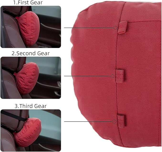 2 Pcs Car Headrest Neck Pillow for Driving,Universal Premium Suede Leather Soft and Comfortable Headrest,Three Gears of Height Adjustment Car Seat Headrest Pillow Car Interior Accessories