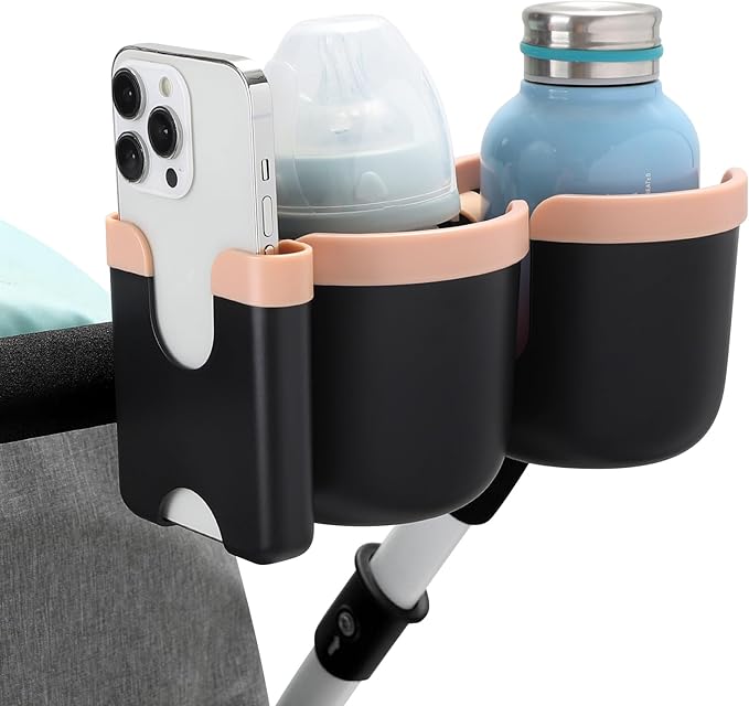 Accmor Stroller Cup Holder with Phone Holder, Bike Cup Holder, Universal Cup Holder for Uppababy Nuna Doona Strollers, 2-in-1 Cup Holder for Walker, Wheelchair, Scooter