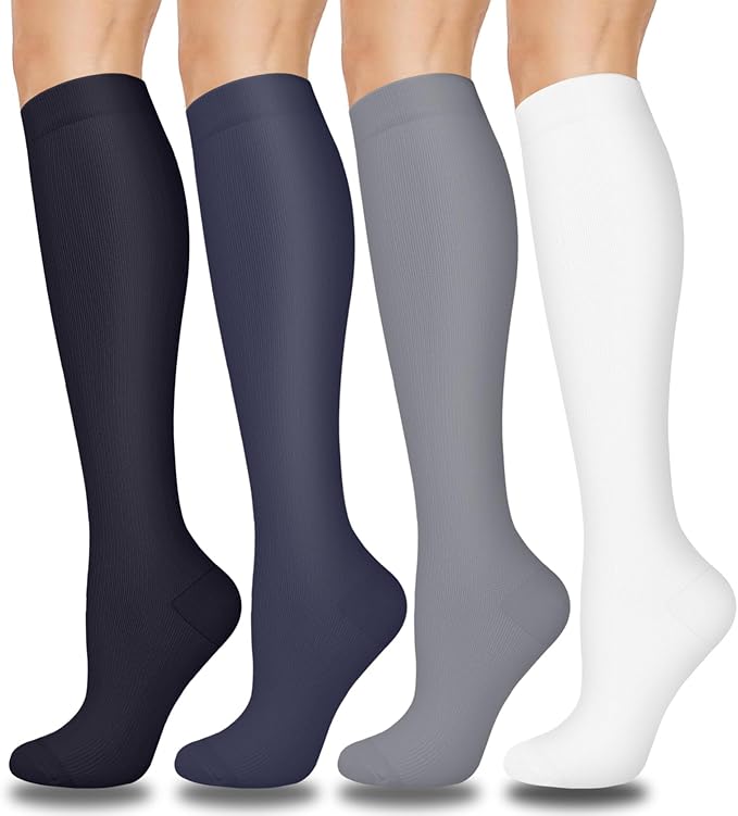 Aoliks Compression Socks for Women & Men 4 Pairs, Best Support for Nurses Running Travel