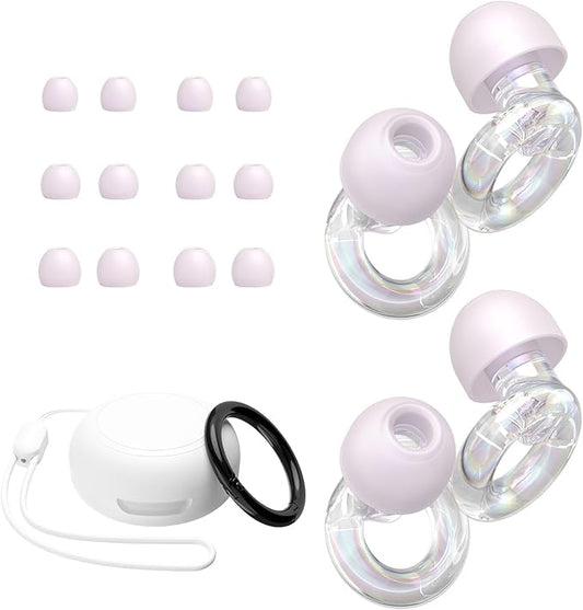 JUSTRVN Ear Plugs for Concert, 2 Pairs of Noise Reduction Earplugs 25dB-30dB with 8 Ear Tips&Carry case,Reusable Hearing Protection earplugs for Sleep,Social,Work,Focus&Noise Sensitivity