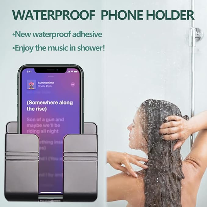 CEI&BPY Wall Mount Phone Holder, Phone Stand with Self Adhesive. Phone Holder for Charging and RV for iPhone and Android (1Pc,Grey)