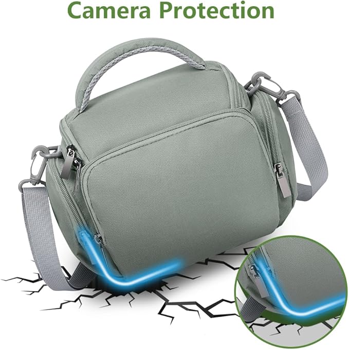Ainiv DSLR Camera Bag, Waterproof Anti-Shock SLR Camera Case, Large Adjustable Shoulder Strap Camera Backpack, Portable Crossbody Single Shoulder Backpacks Compatible with Canon, Sony, Nikon, Grey